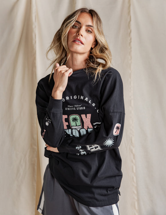Foxwood - Vibes Long Sleeve Tee - Washed Black