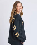 Foxwood - Metallic Interval Crew - Black with Gold
