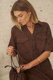 Ceres Life - Sloane Short Sleeve Midi Dress - Chocolate