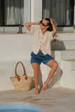 Ceres Life - Boxy Button Through Knit - Ecru