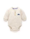 Purebaby - Thick Henley Bodysuit - Wheat Neppy