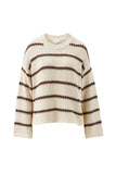 Ceres Life - Lila Oversized Knit Crew - Ecru Stripe