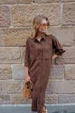 Ceres Life - Rae Long Sleeve Midi Dress - Chocolate