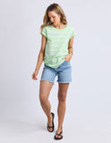 Foxwood - Manly Tee - Mint Stripe