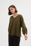 Tirelli - Bishop Long Sleeve Linen Top - Dark Moss