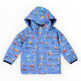 Korango - Farm Machine Print Raincoat - Blue