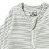 Wilson & Frenchy - Organic Stripe Rib Zipsuit With Feet - Fern