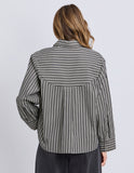 Foxwood - Ramona Crop Shirt - Charcoal & White Stripe