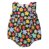 Korango - Flower Print Woven Frill Sunsuit - Navy