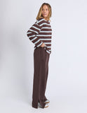 Foxwood - Harper Stripe Long Sleeve Tee - Coffee Multi Stripe