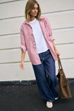Ceres Life - Peta Oversized Shirt - Pink/Clay Stripe