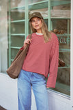 Ceres Life - Beau Long Sleeve Slouchy Tee - Mulberry/Red/Stone