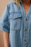 Ceres Life - Sammy Relaxed Shirt Dress - Indigo Stripe