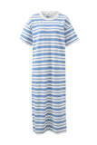 Ceres Life - Charlotte Midi Terry Dress - White / Azure Blue Stripe