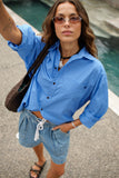 Ceres Life - Peta Oversized Shirt - Amalfi Blue