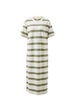 Ceres Life - Charlotte Midi Terry Dress - White / Moss Green Stripe