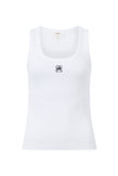 Ceres Life - Contour Rib Scoop Neck Tank - White/Black Monogram
