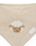 Purebaby - Almond Melange Bandana Bib - Sheep