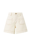 Ceres Life - Denim Patch Pocket Shorts - Eggshell