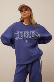 Ceres Life - Isla Oversized Slouchy Crew - Washed Navy White Heritage Logo