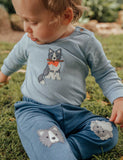 Purebaby - Country Air Melange Appliqué Bodysuit - Sheep Dog