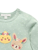 Purebaby - Bunny Friends Tee - Sage Mini Spot