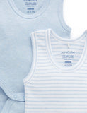 Purebaby - Rib Bodysuit 2 Pack - Pale Blue