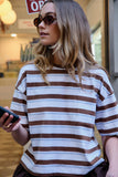 Ceres Life - Boa Boxy Pocket Tee - White / Milk Chocolate Chalk Stripe