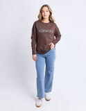 Foxwood - Simplified Metallic Crew - Coffee/Light Blue