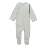 Wilson & Frenchy - Organic Stripe Rib Zipsuit With Feet - Fern