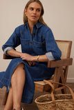 Ceres Life - Rae Long Sleeve Midi Dress - Fresh Indigo