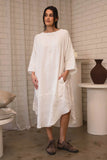 Eadie Lifestyle - The Carter Malle Linen Dress - Off White With Natural Stripe
