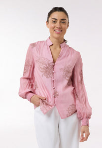 Beautiful Stories - Long Sleeve Boho Shirt - Choc/Pink