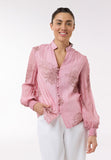 Beautiful Stories - Long Sleeve Boho Shirt - Choc/Pink