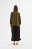 Tirelli - Bishop Long Sleeve Linen Top - Dark Moss