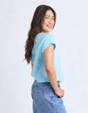 Foxwood - Signature Contrast Tee - Light Blue With Lime