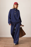 Ceres Life - Marli Button Sweat - Heritage Navy