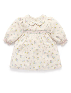 Purebaby - Smocked Dress - Wheat Strawberry Blossom