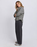 Foxwood - Ramona Crop Shirt - Charcoal & White Stripe