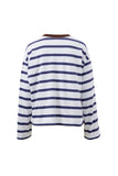 Ceres Life - Beau Long Sleeve Slouchy Tee - White/Polo/Choc Stripe