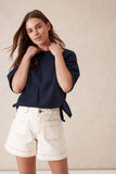 Ceres Life - Esther Denim Patch Pocket Shorts - Eggshelf