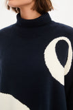 Tirelli - Retro Circle Print Knit - Navy/Cream