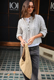 Ceres Life - Enid Cable Knit Henley - Silver Marle