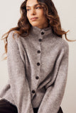 Ceres Life - Riley Funnel Neck Tab Cardi - Taupe Marle