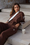 Ceres Life - Sasha Sporty Slouchy Crew - Chocolate Side Stripe