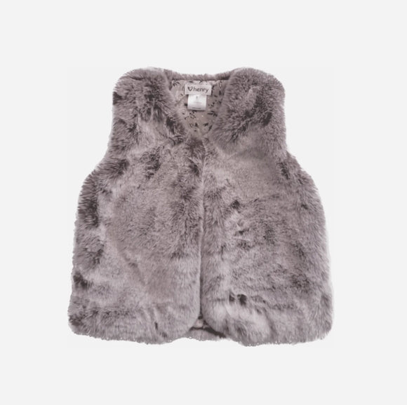 Love Henry - Girls Fur Vest - Snow Mauve