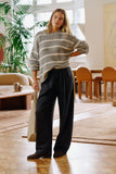 Ceres Life - Lila Oversized Knit Crew - Grey Marle Stripe