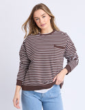 Foxwood - Original Stripe Crew - Coffee / White Stripe