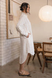 Eadie Lifestyle - Carter Fundamental Linen Shirt Dress - Off White With Nutmeg Stripe