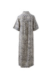 Ceres Life - Ava Short Sleeve Yoke Detail Midi Dress - Leopard Linen Blend